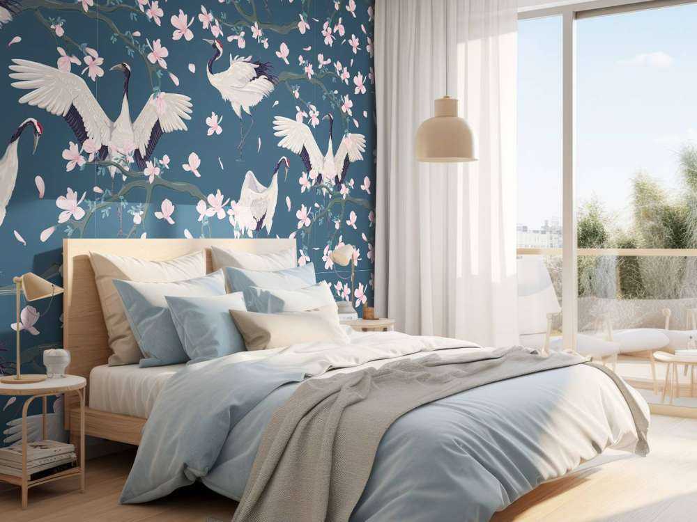 Cranes with magnolias