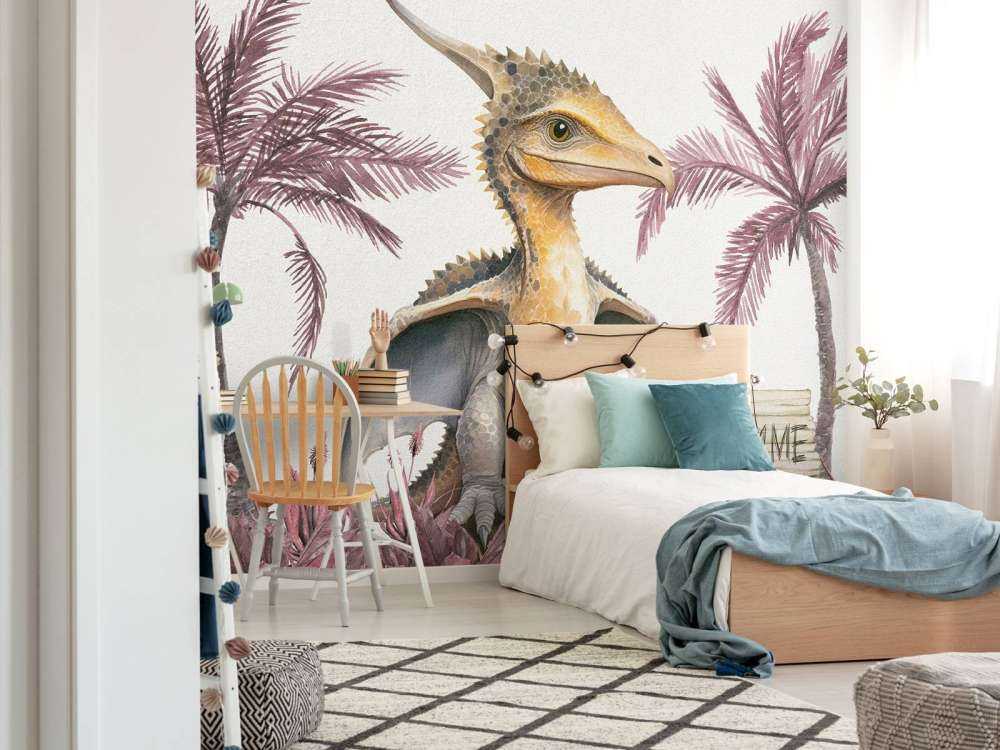 Baby pteranodon in the pink jungle