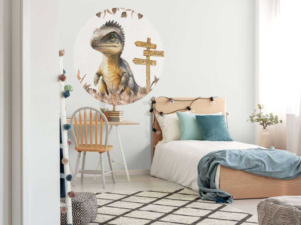 Baby spinosaurus in the taupe jungle