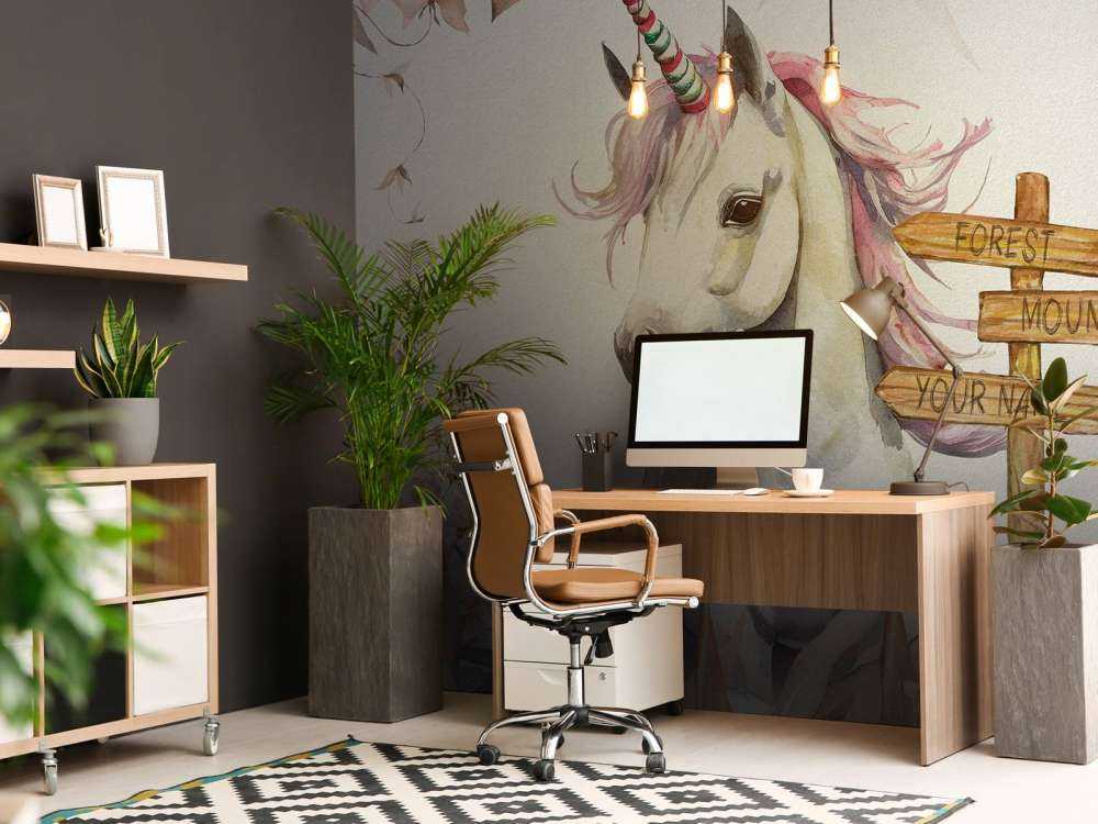 Baby unicorn with plants taupe