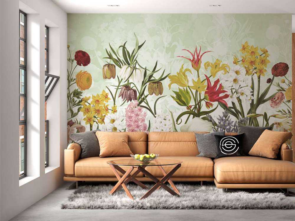 Spring Flowers - Fresh Mint Green