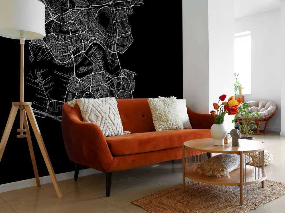 Map of Rotterdam, black