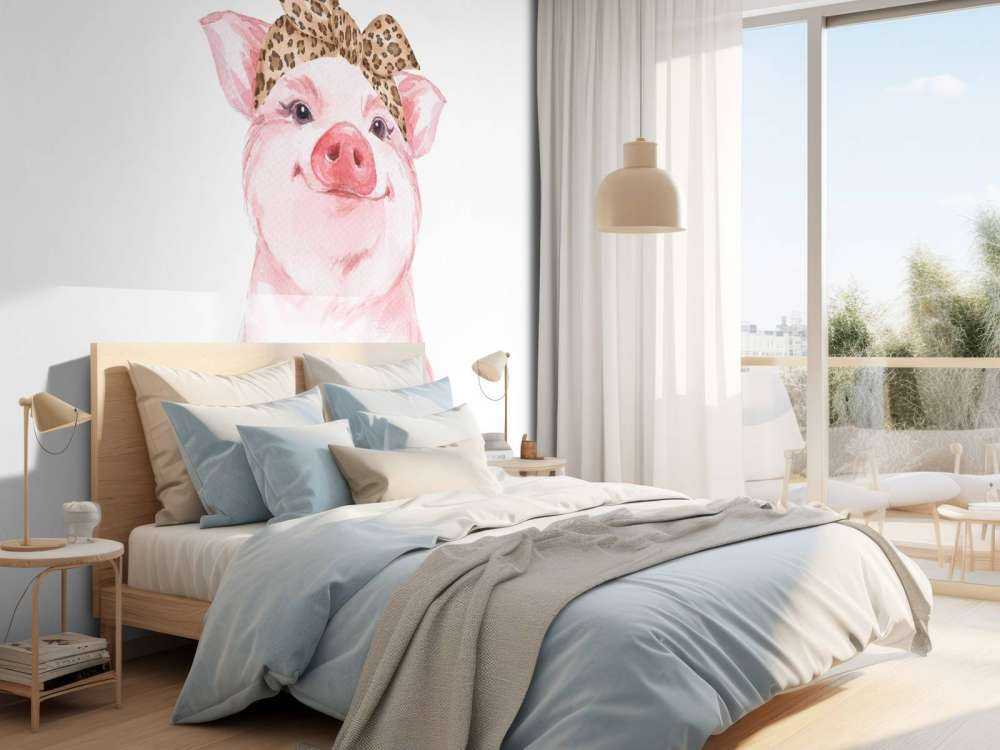 Funny little pig with a bandana