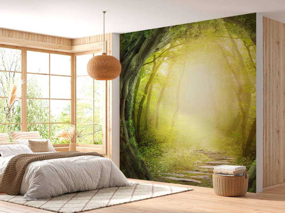 Stone path through forest