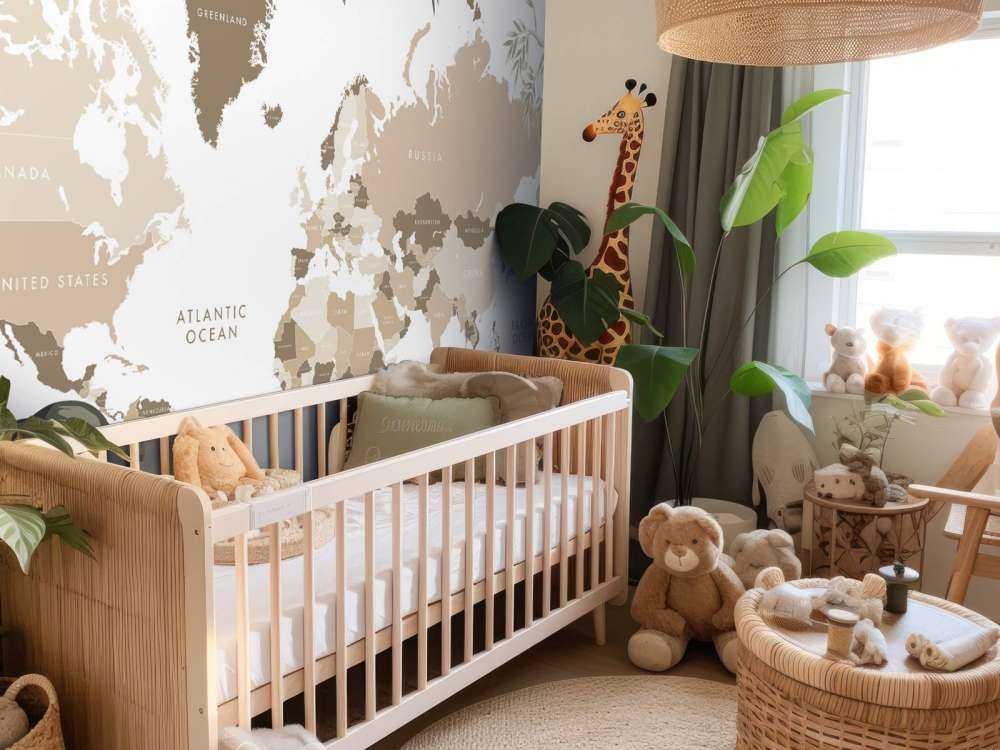 World map with jungle animals