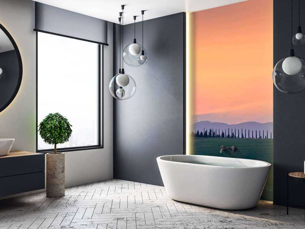 Italian landscape with orange sky