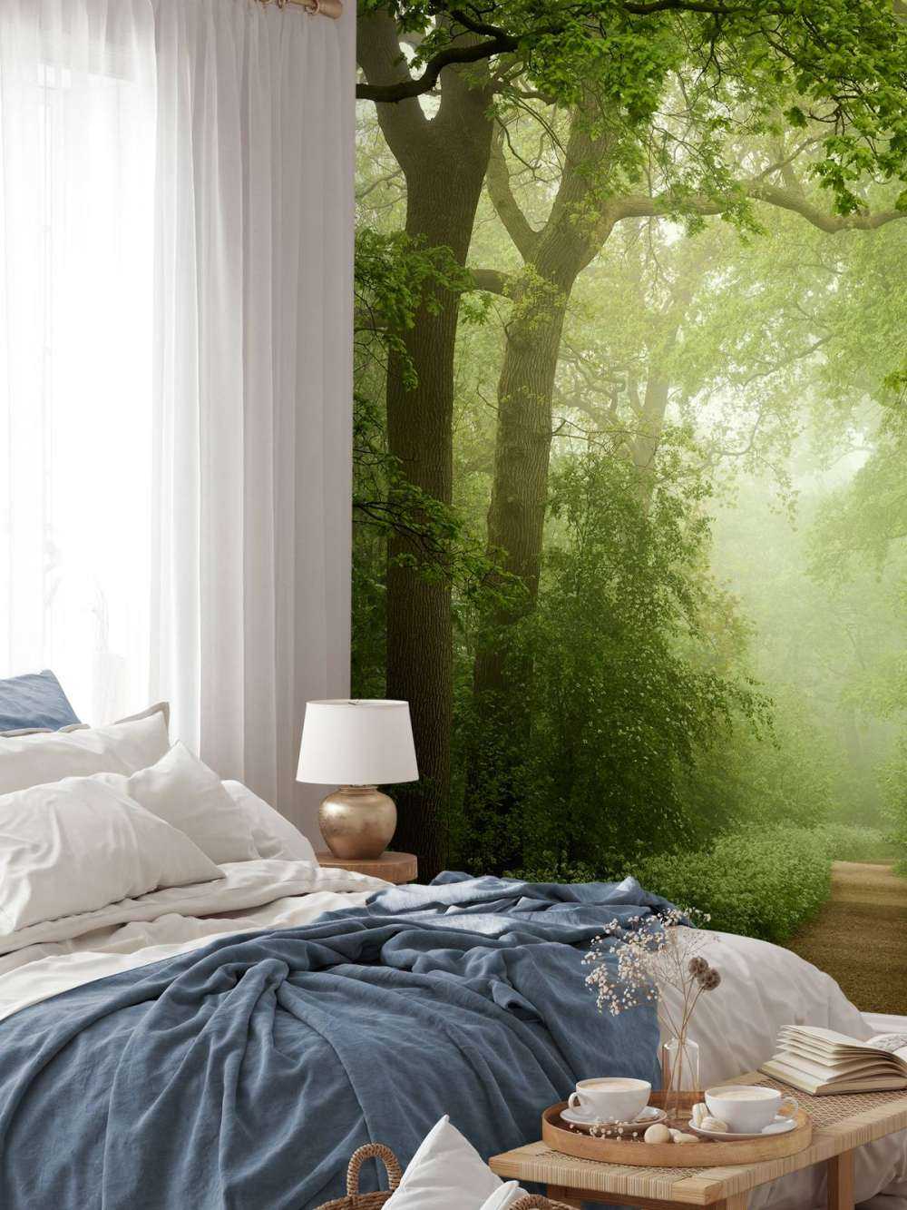 Forest path in the mist