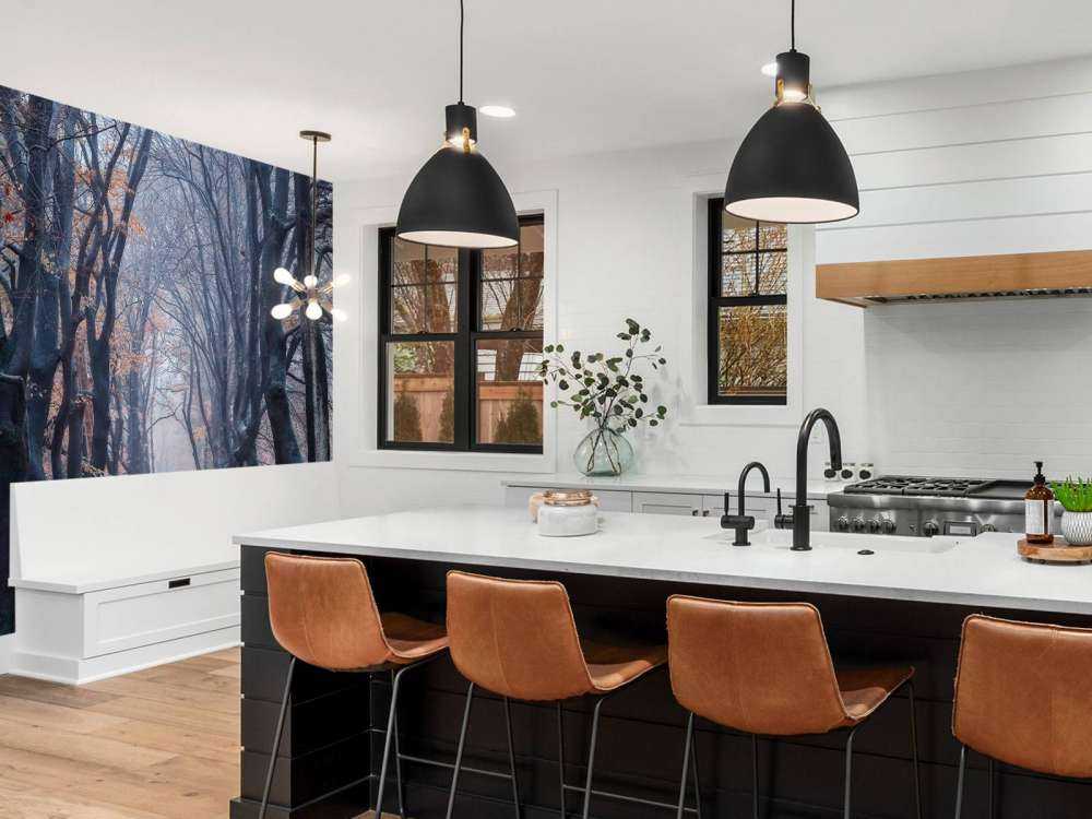 Forest path with leaves