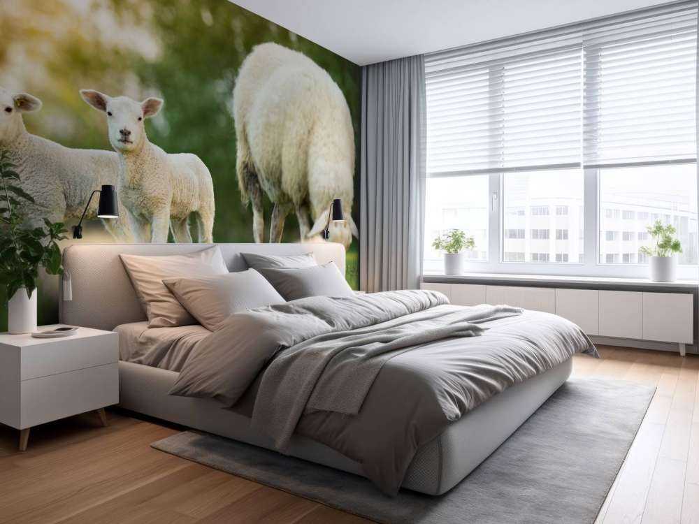 Mother sheep with lambs