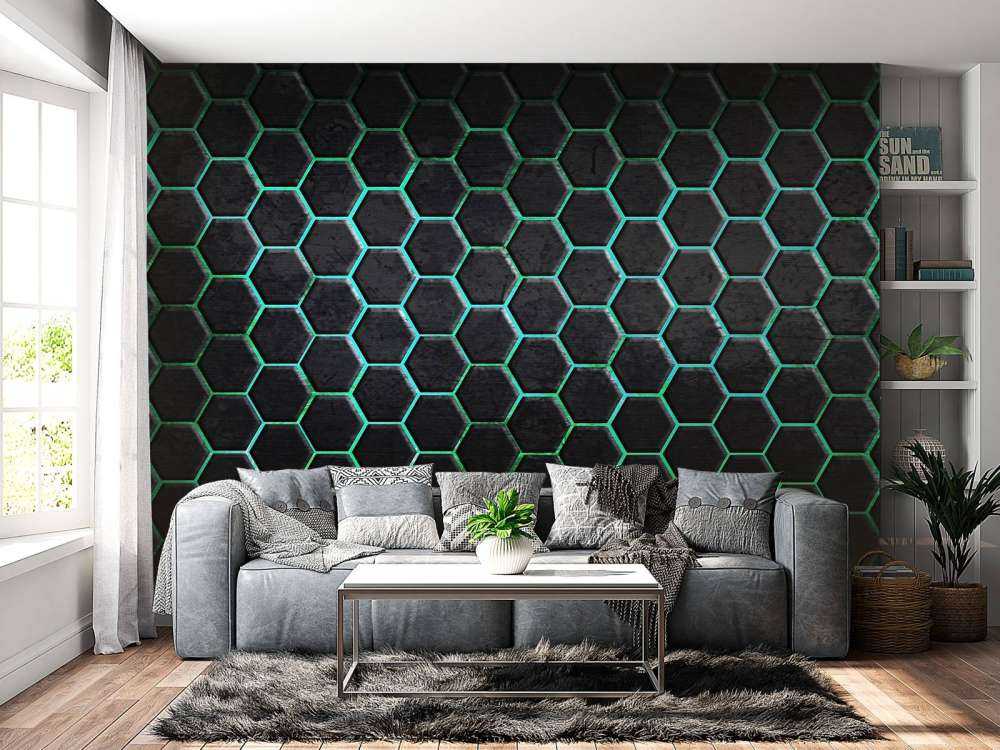 Hexagons with green lights
