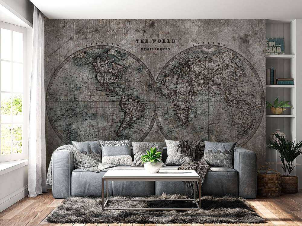 World map with grey shades