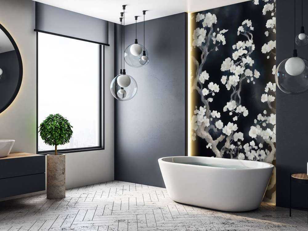 Wonderful blooming forest - black