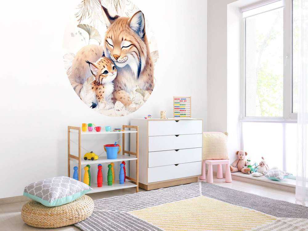 Loving lynx with young