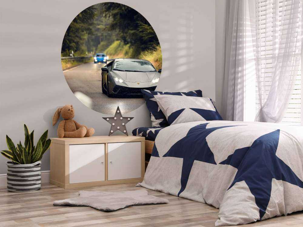 Matte gray Lamborghini in nature