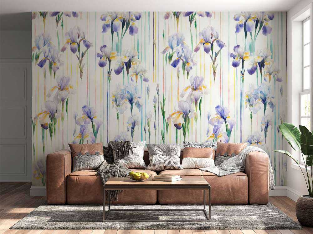 Irises and Stripes Seamless Pastel