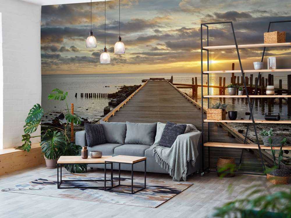 Wooden jetty with sunrise