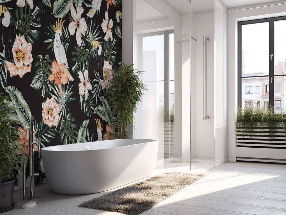 Tropical toucan and parrot