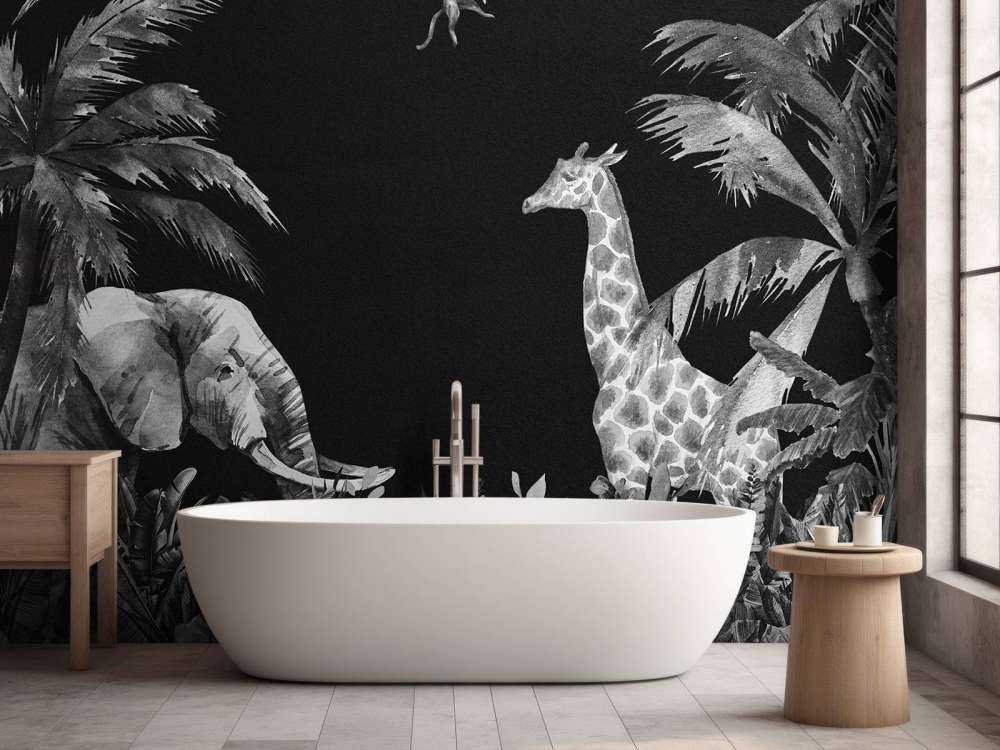 Black and white jungle animals