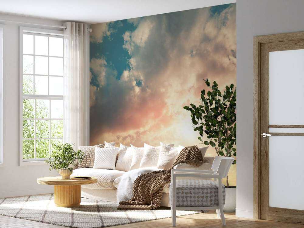 Coloured sky with clouds