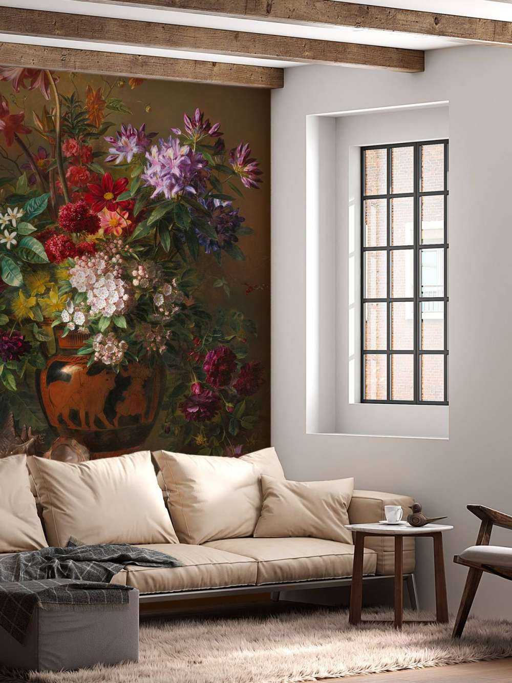 Still life with flowers in a Greek vase