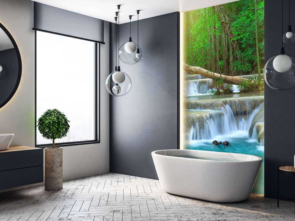 Wide waterfall in the forest