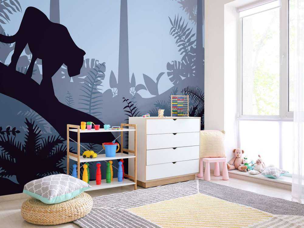 Leopard in a blue jungle