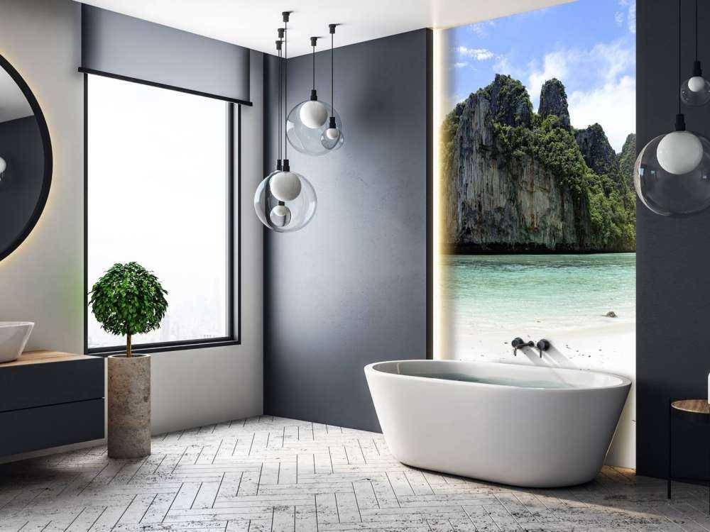 Long tail boat at island