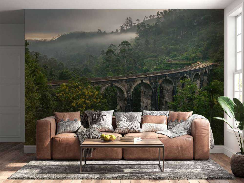 Railway bridge through jungle