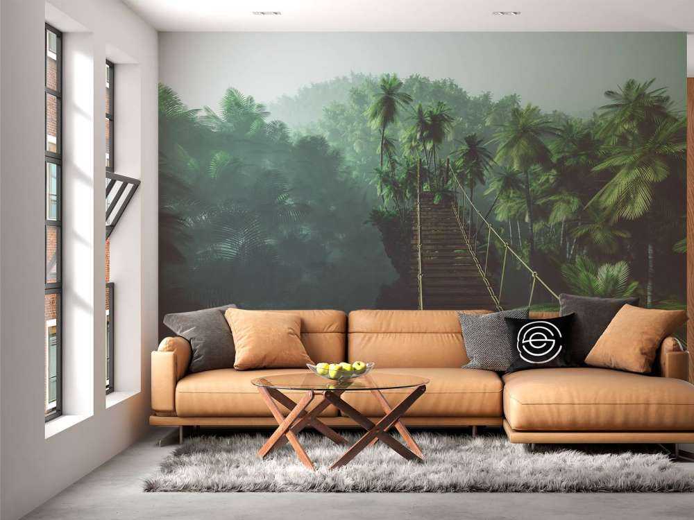 Rope bridge in the mist