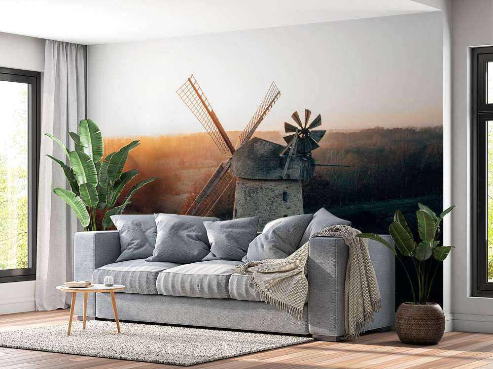 Windmill in beautiful light at sunset