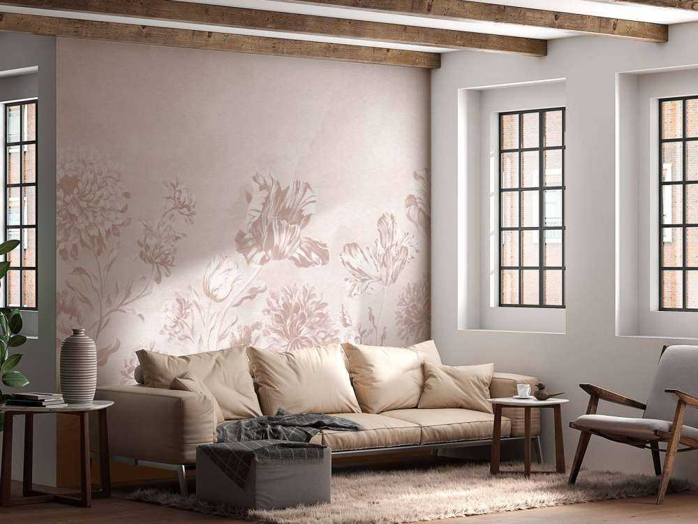 Baroque floral landscape - powder pink