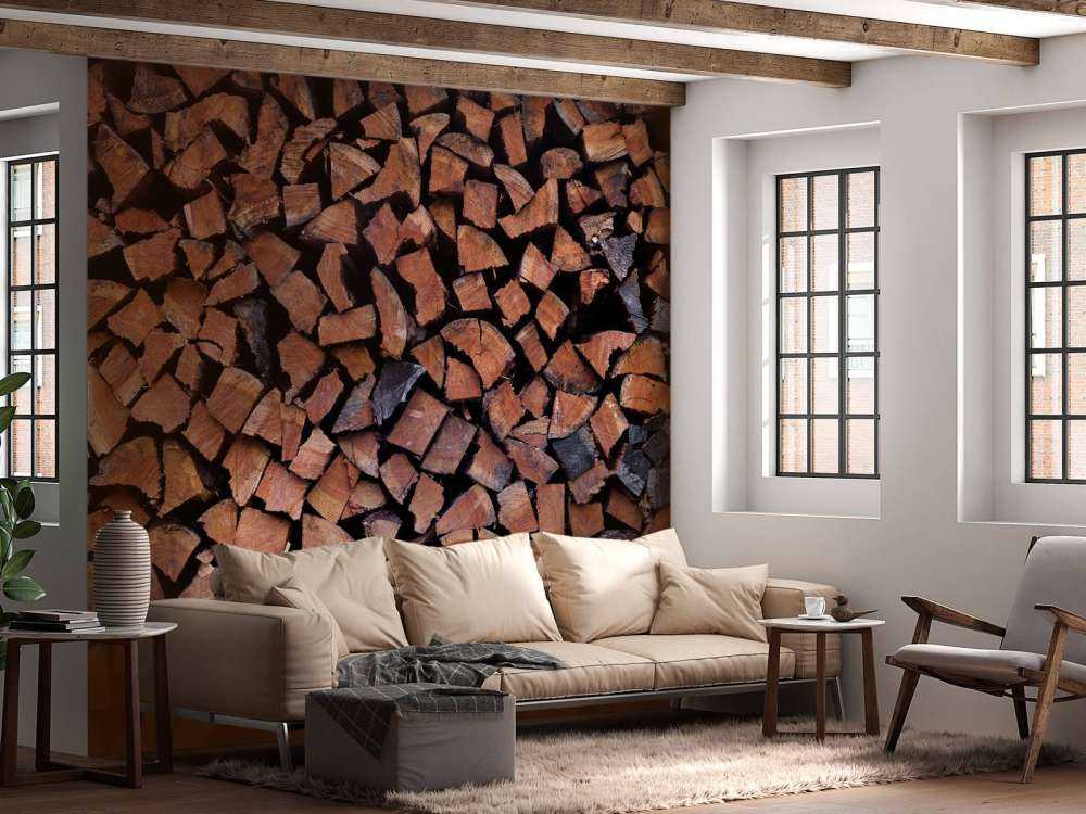 Split and stacked wood