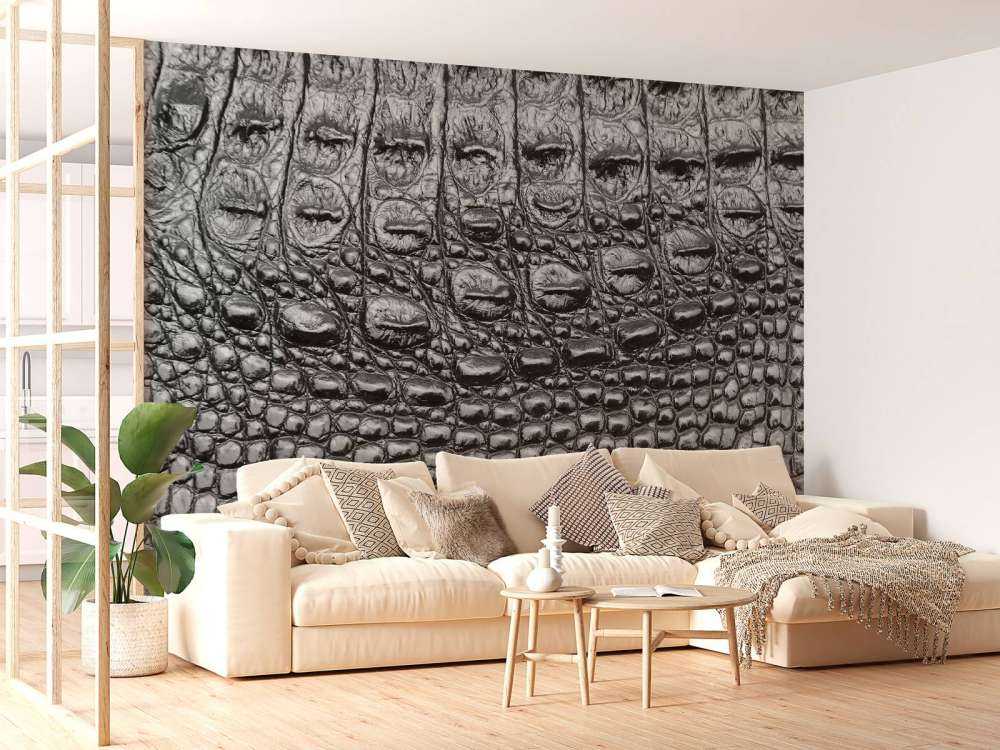 thumbnail image 2 of Black Crocodile Texture Peel And Stick Wallpaper - 17.3x236 Inch Self Adhesive Removable Contact Paper 2 of 6
