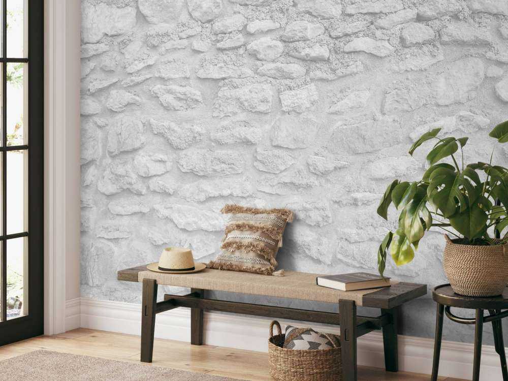 Light wall with rough bricks