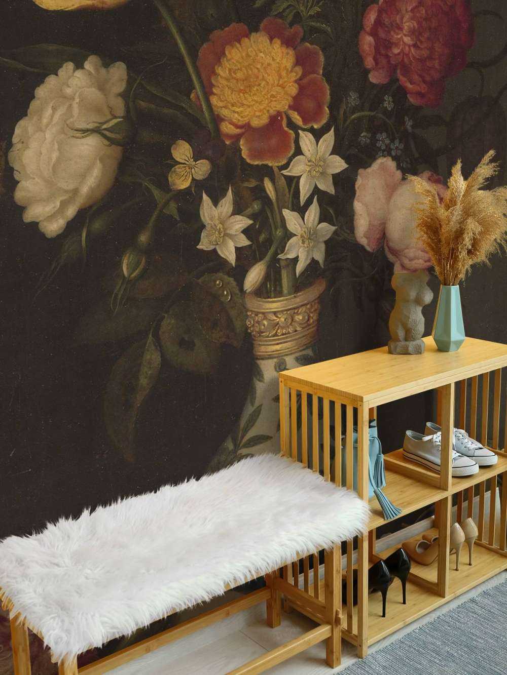 Stilleven met bloemen in een Wan-li vaas