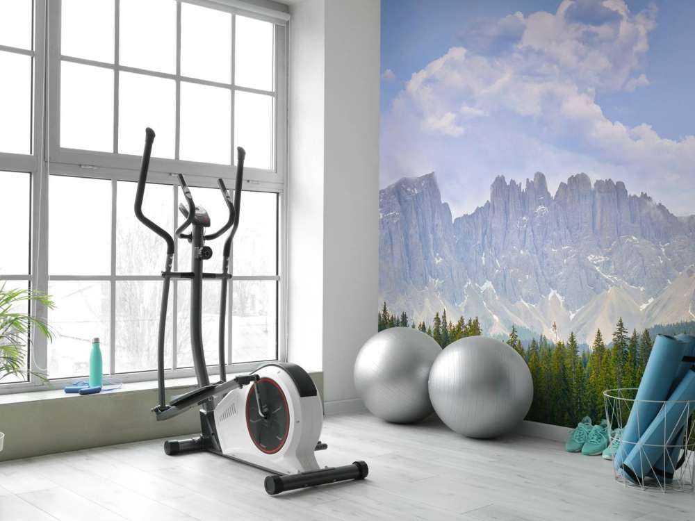 Mountains with trees and clouds