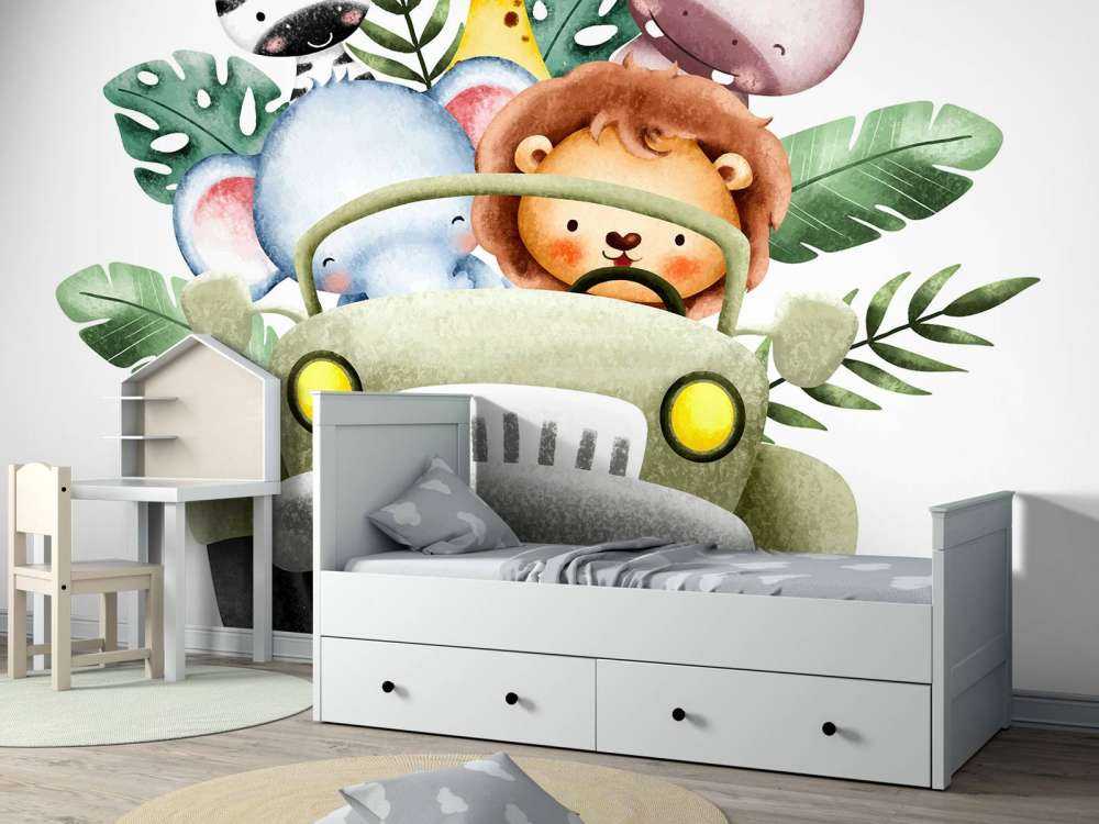 Safari animals in jeep