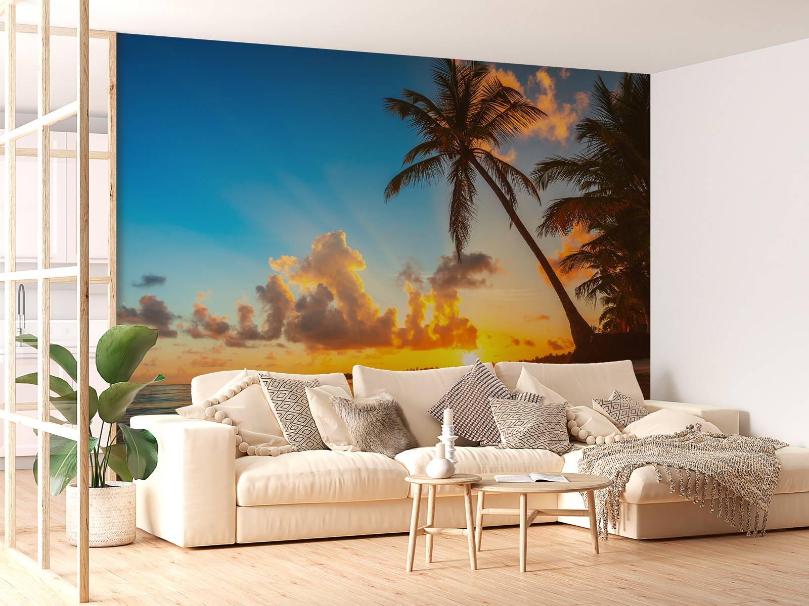 Sunset with palm trees