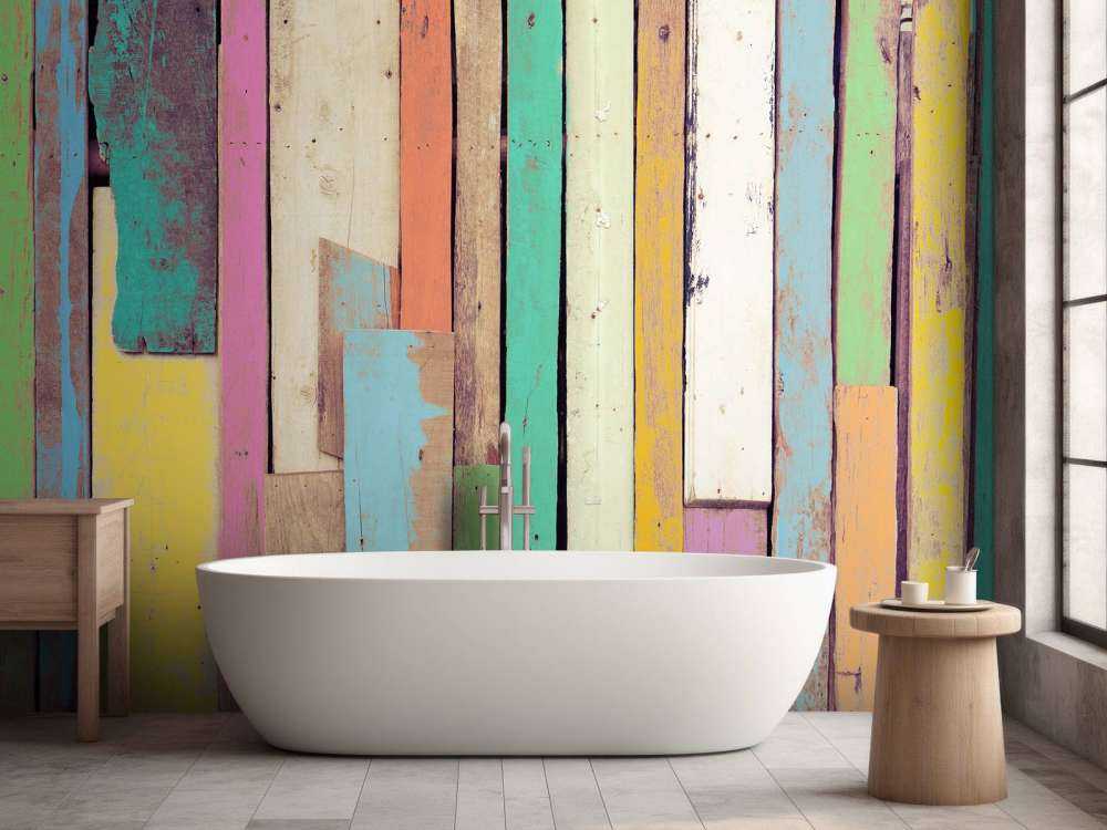 Colored demolition wood