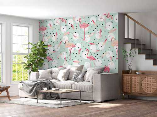Flamingos and feathers