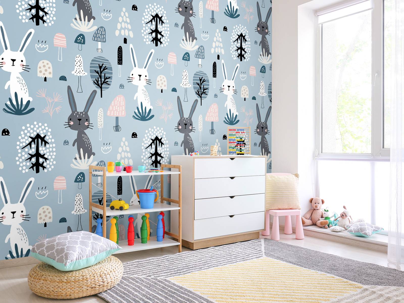 Blue rabbit pattern