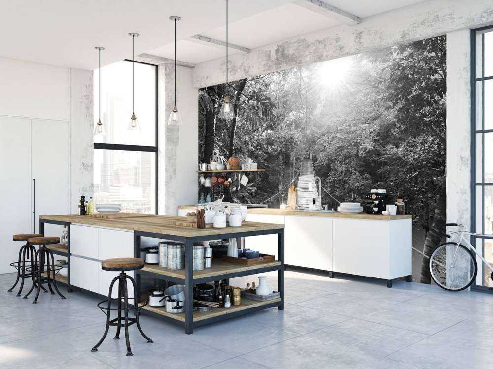 Suspension bridge black and white