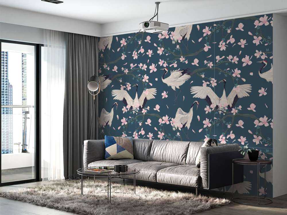 Cranes with magnolias