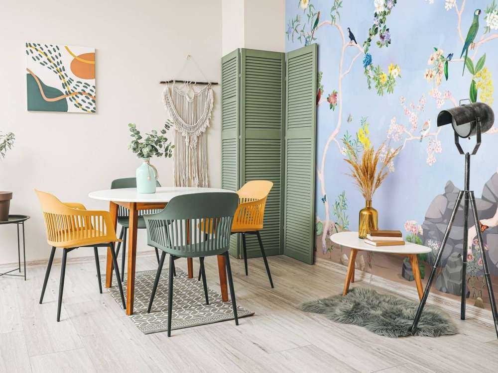 Birds in the Garden Blue Panorama