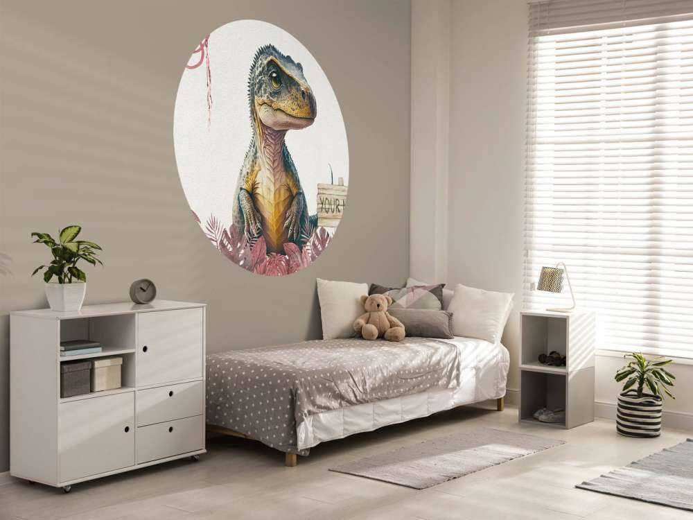 Baby t-rex in the pink jungle