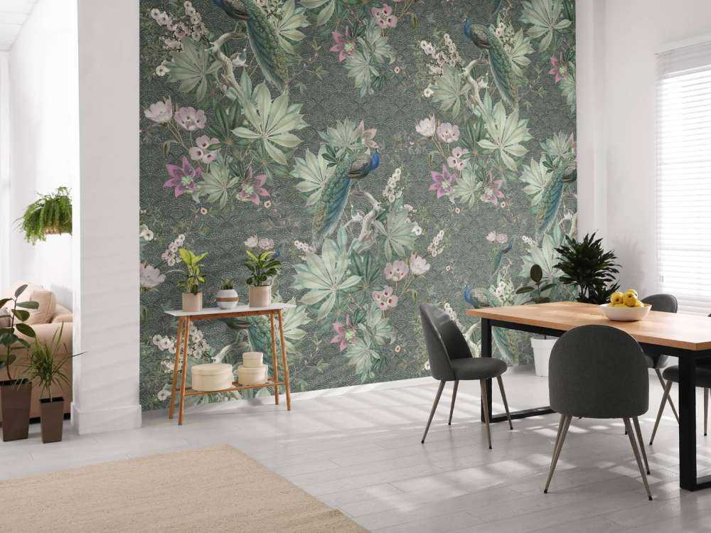 Vintage garden peacocks - dark green