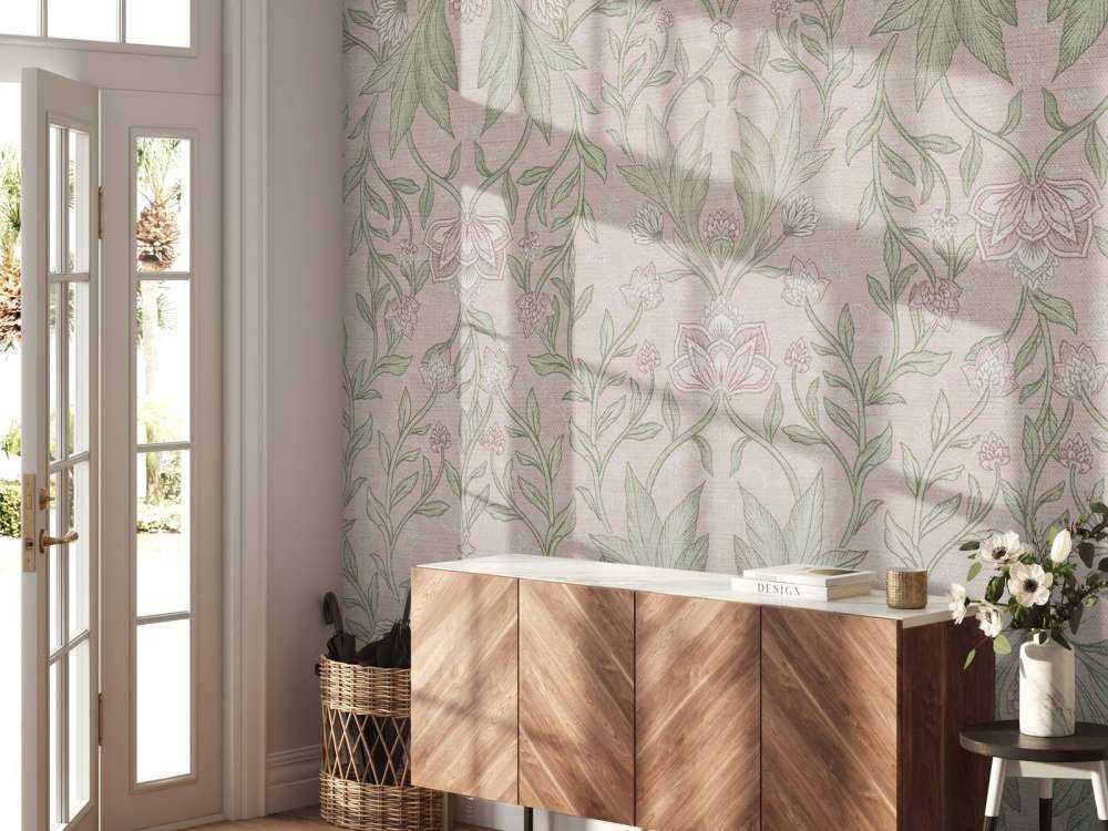 Morris floral damask - pastel pink