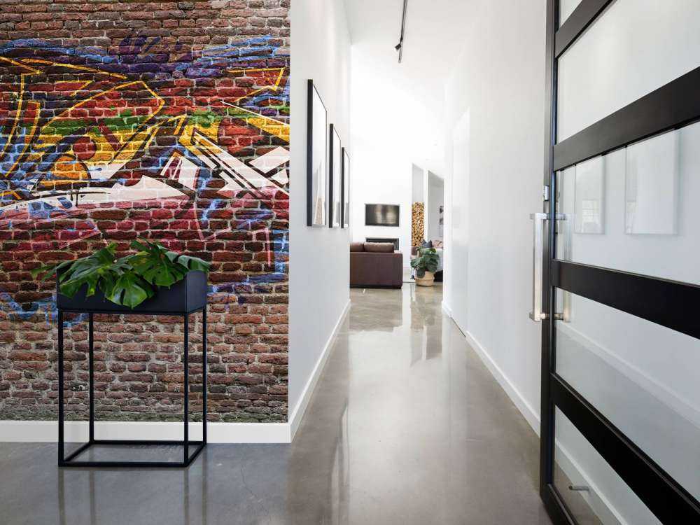 Graffiti on brick wall