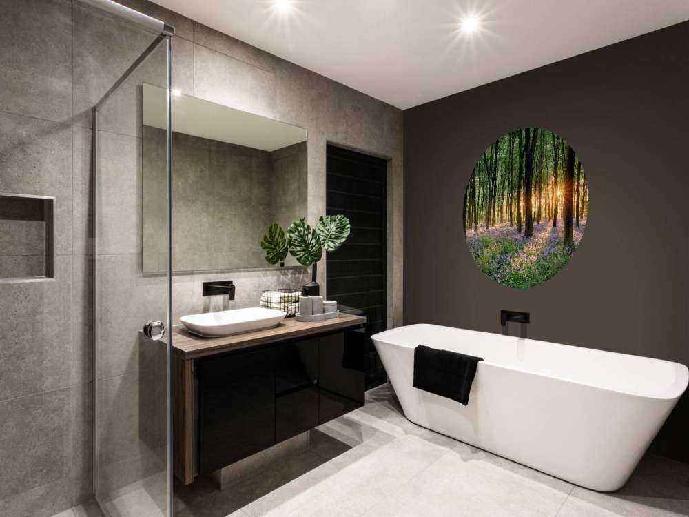 Forest path at sunrise