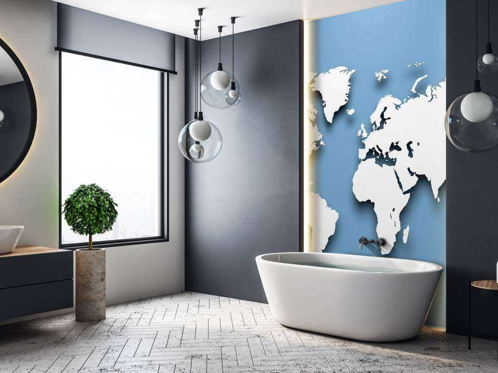 3D World map blue